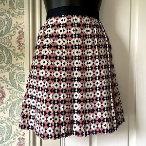 J CREW Blue White and Pink Square patterned Pleated Skirt